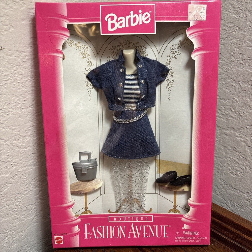 NIB 1996 Mattel Barbie Boutique Fashion Avenue Fashions # 14980 Denim Silver